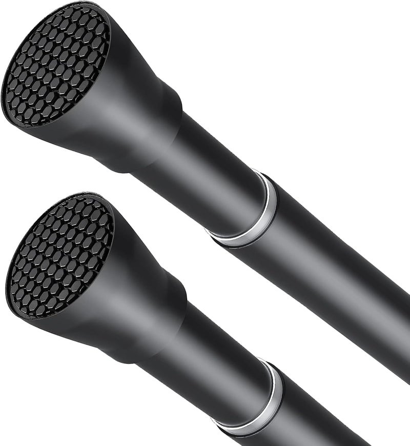 ZipGlo Shower Curtain Rod Black Tension Rod 45 to 77 Inch 2PCS Spring Curtain Rod Shower rod Non Slip shower curtain rod 1pcs for Windows No Drilling Adjustable Tension Rods of Curtain Window Closet Kitchen - Image 1